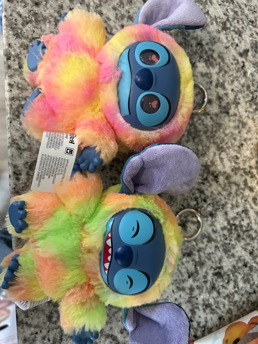 Rainbow Plush Stitch Keychain Pair - Multicolor